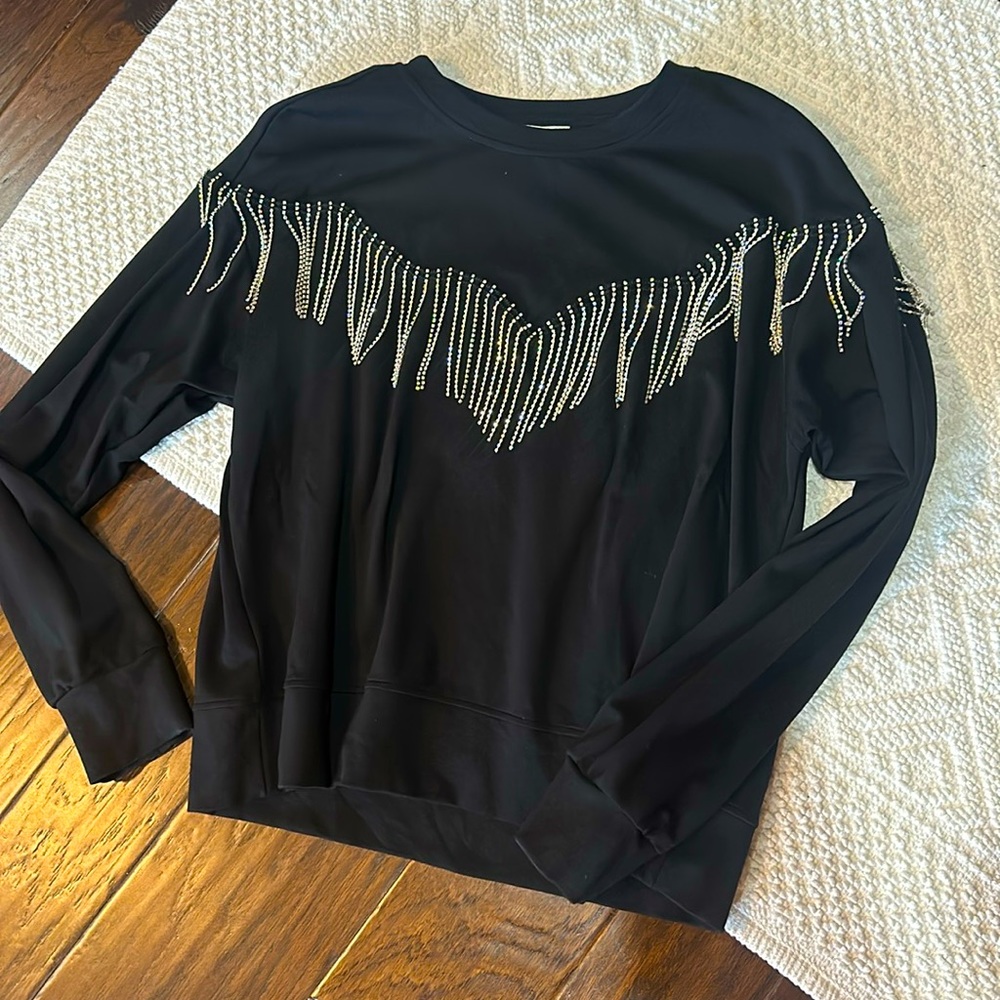 Gianni Bini Sweater Black Crystals